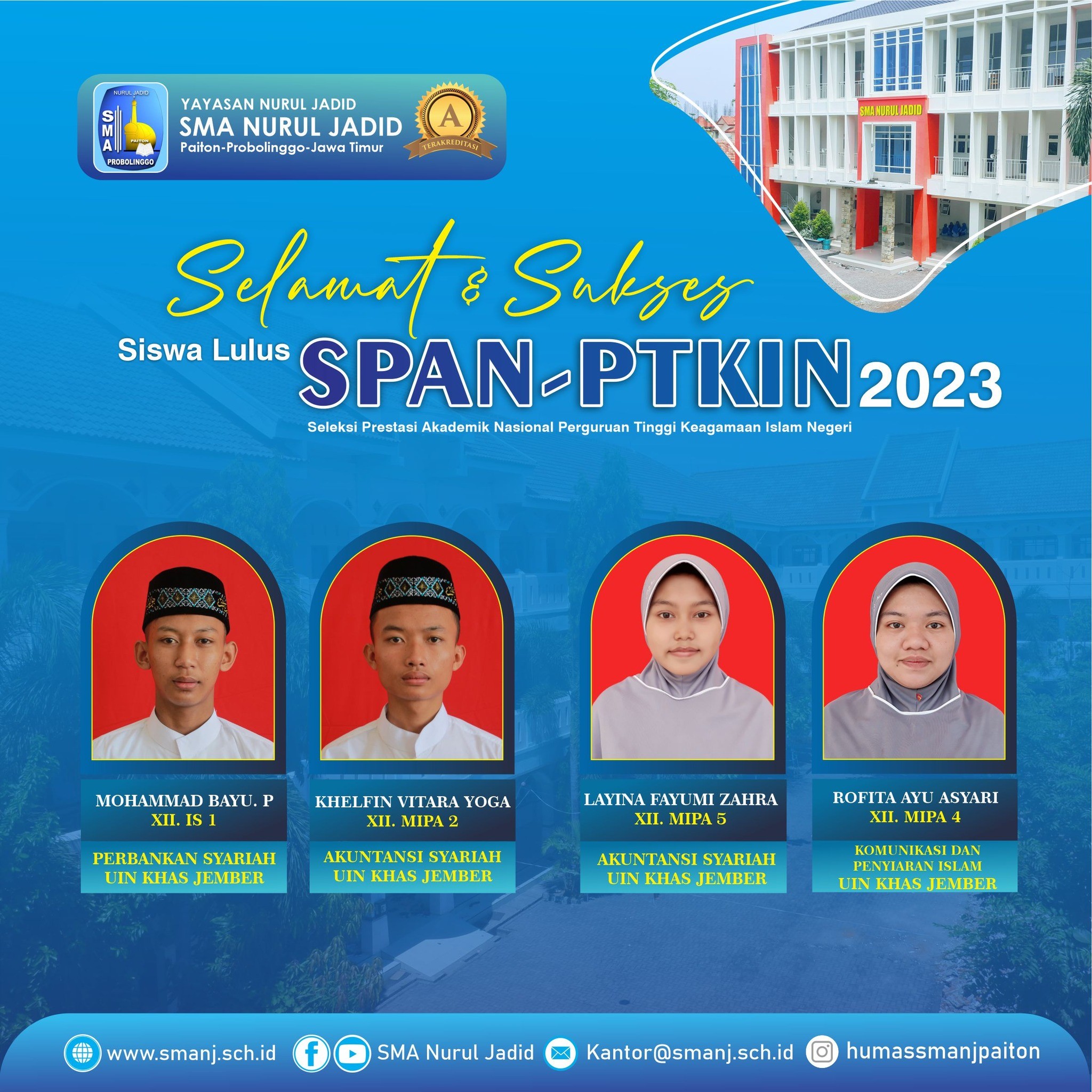 Siswa Lulus Seleksi Prestasi Akademik Nasional Perguruan Tinggi Keagamaan Islam Negeri (SPAN-PTKIN) 
