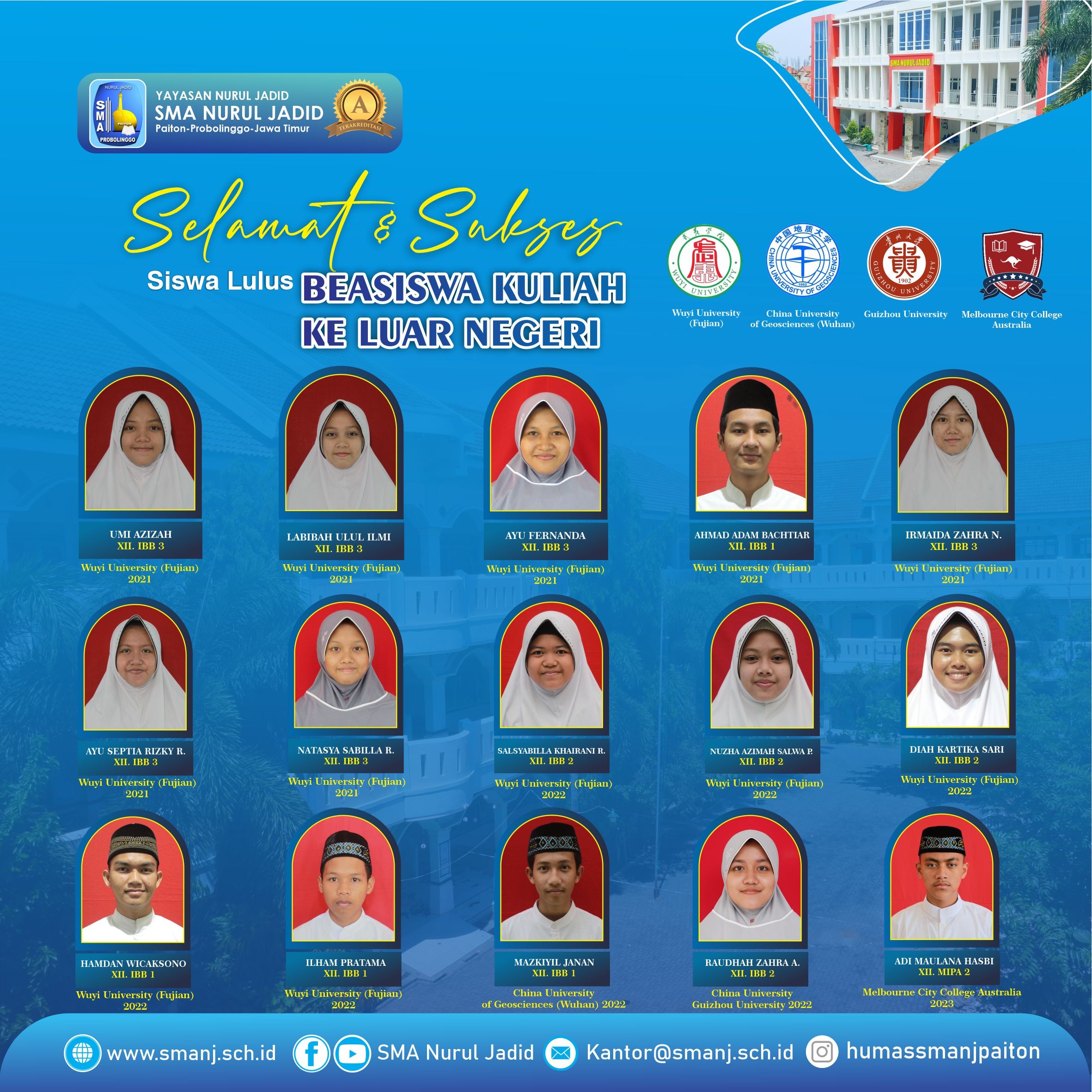 Selamat & Sukses Siswa Lanjut Studi ke Luar Negeri